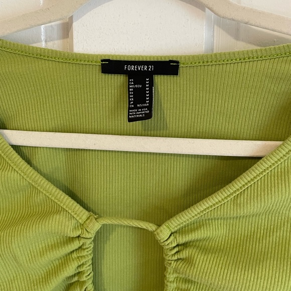 Green Ribbed Crop Top - Picture 2 of 5